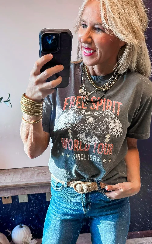 Free Spirit Wold Tour Garment Dyed Graphic T-shirt - Pepper Sustainable Organic