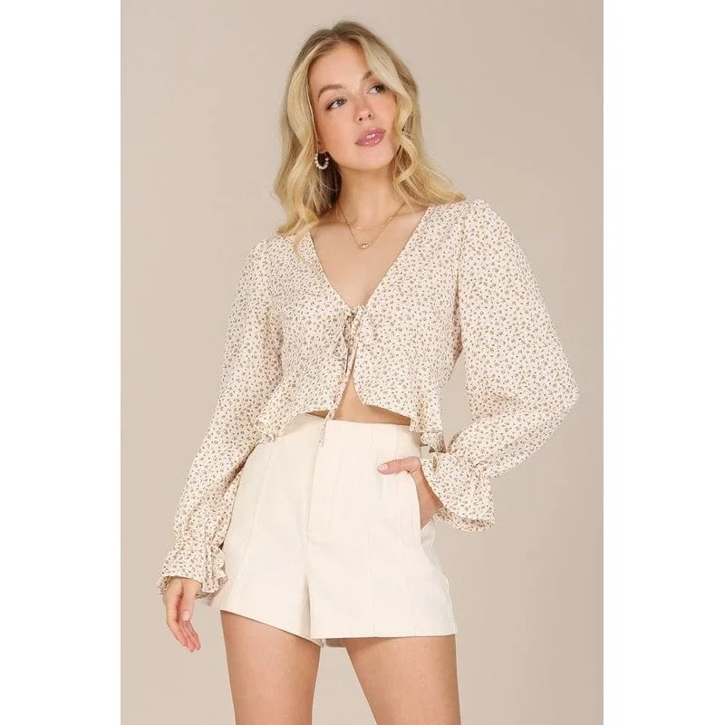 Ls Floral Frill Blouse Laid - back Women's Vibe