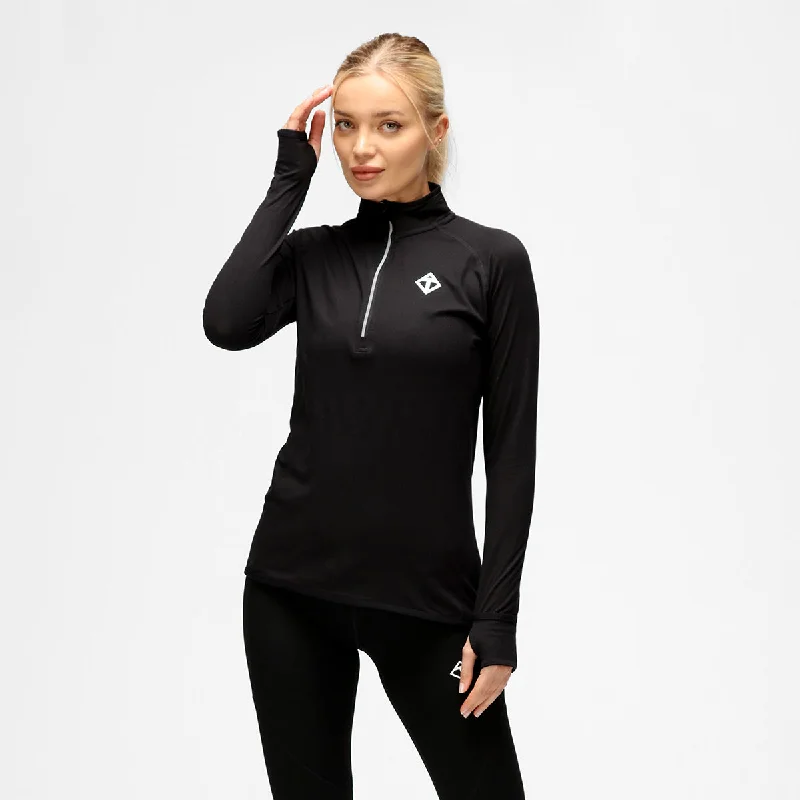 Black Long Sleeved Zip Top Athletic Women's High - 