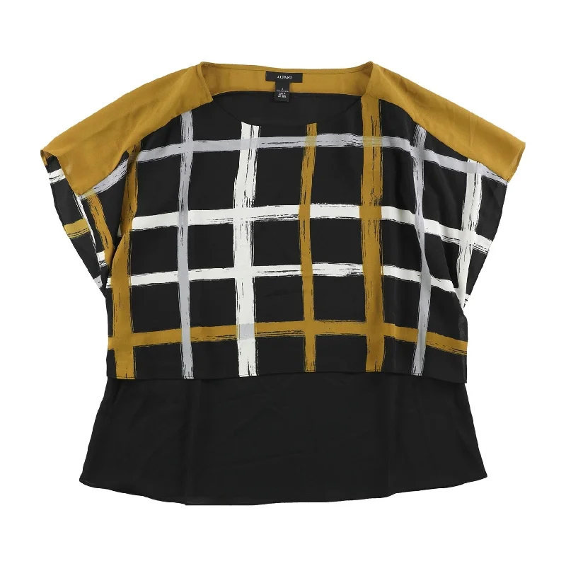 Alfani Womens Windowpane Kimono Top Blouse, Black, 4 Modern Women's Tech