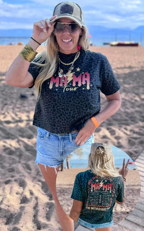 Mama Tour Graphic Crop T-Shirt Cool Women's Distressed