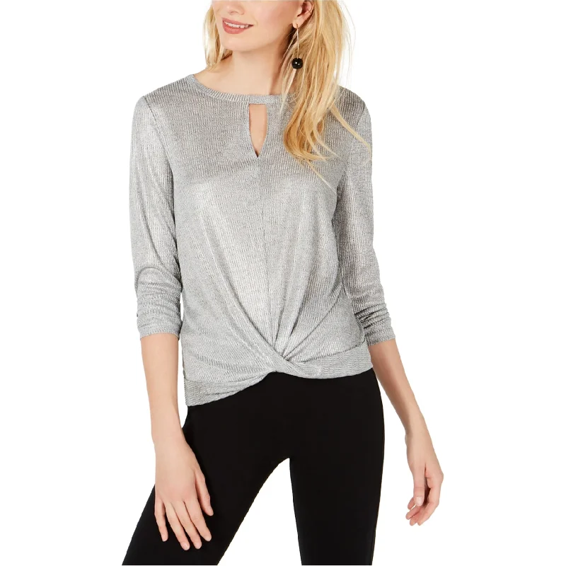 I-N-C Womens Twist-Front Cutout Pullover Blouse, Metallic, Small Street