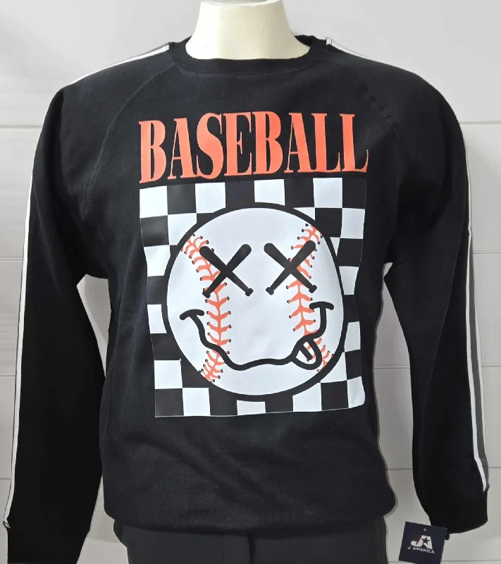 Baseball XX Smiley Fleece Graphic Sweatshirt** Trendy Women's 