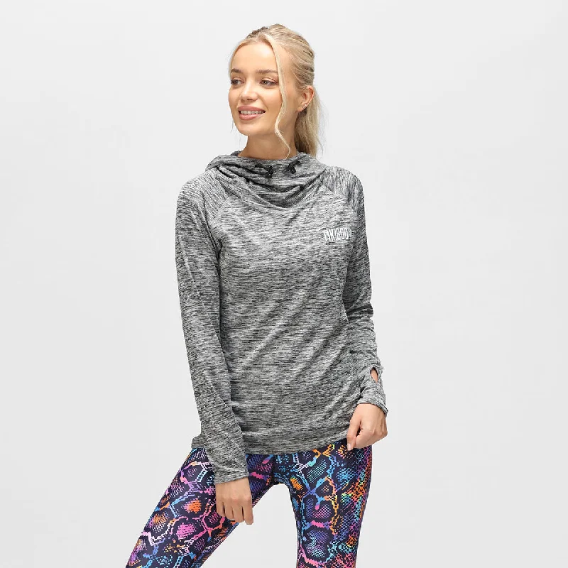 Grey Cowl Neck Hoodie Practical Women's Quick - dry