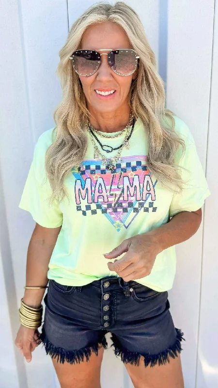Checkered Lightning Mama Garment Dyed Graphic T-shirt Vacation