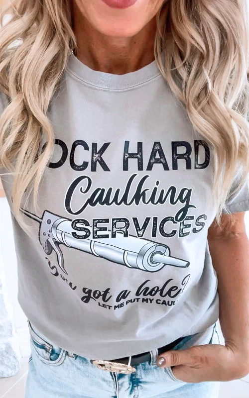 Rock Hard Caulking Services Garment Dyed Graphic T-shirt British Gentlewoman Style