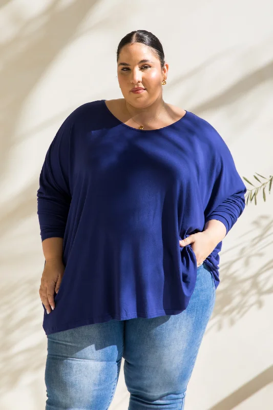 Long Sleeve Nice Top | Dark Blue Disco