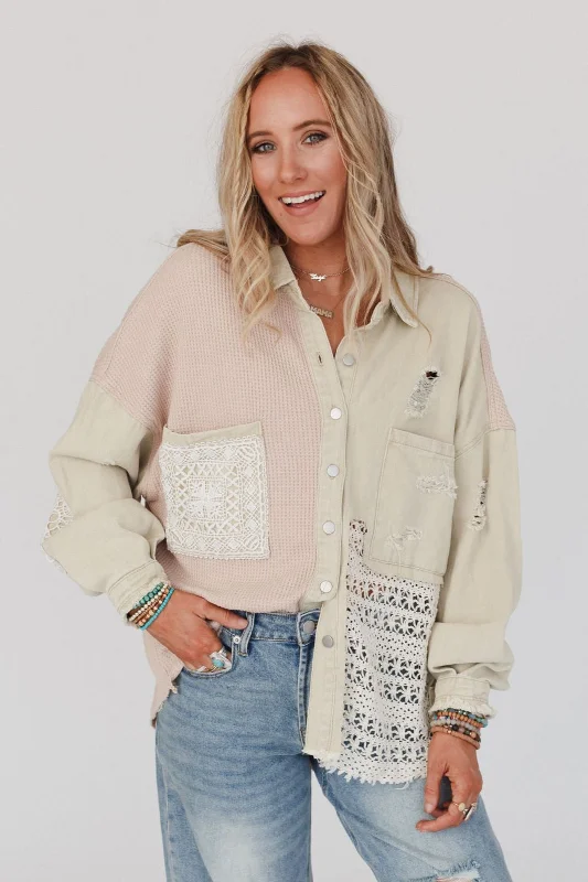 Way Home Patch Detail Shacket - Beige British Gentlewoman Style