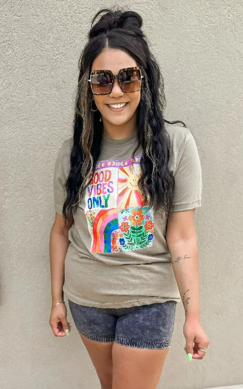 Good Vibes Only Olive Graphic T-shirt Country