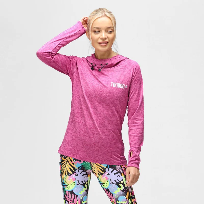Raspberry Cowl Neck Hoodie Hip Women's Retro