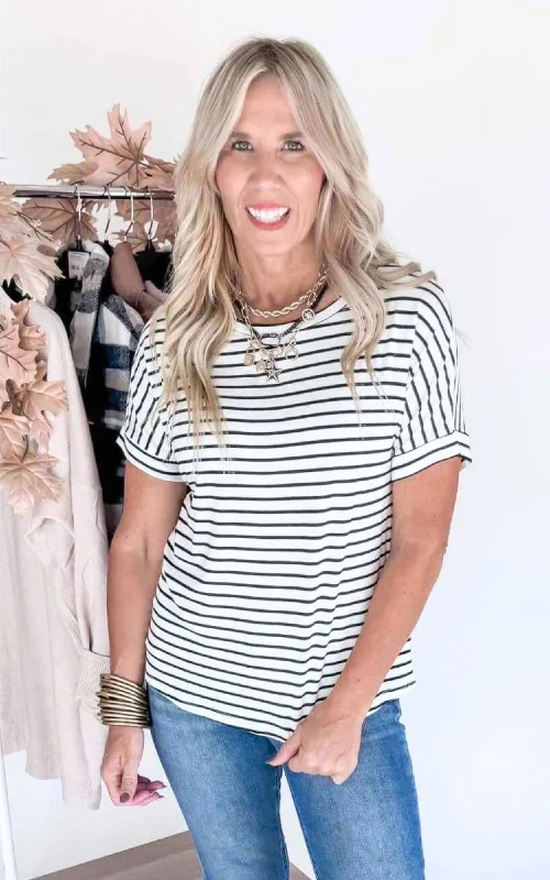 Not Your Boyfriend's Striped Short Sleeve Top - Final Sale** Sporty Women's Athleisure 