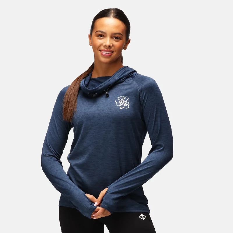 TKB Navy Cowl Neck Hoodie Rugged Women's Outdoor 