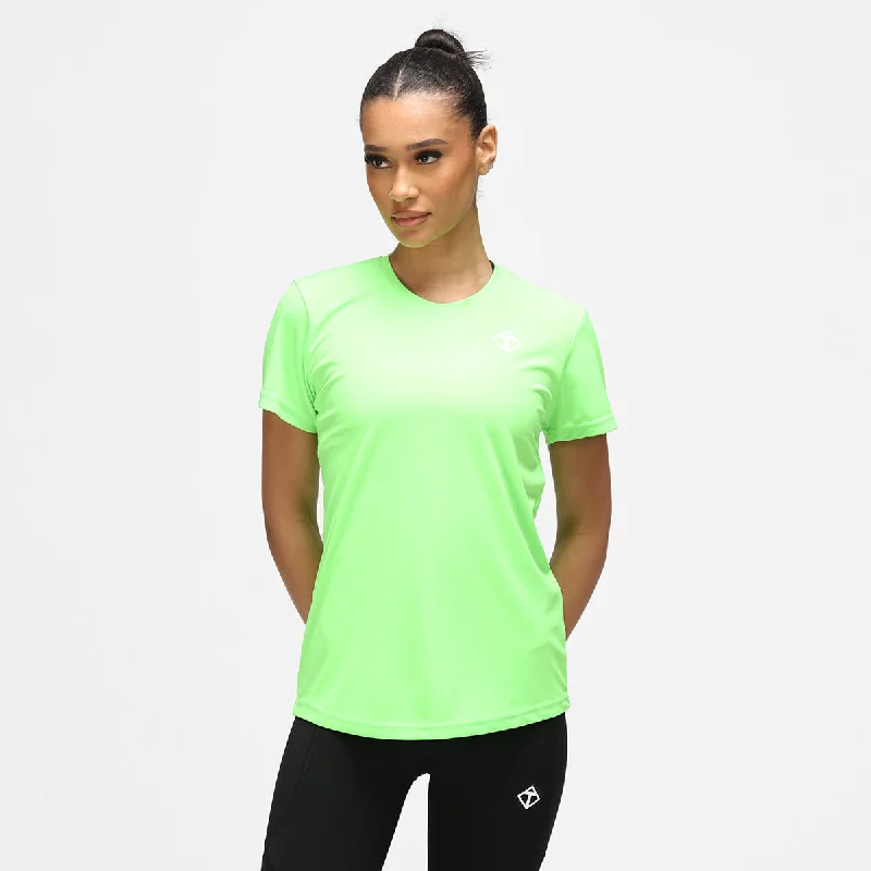 Lime Green Diamond Ladies Technical T-Shirt Trendy Women's 