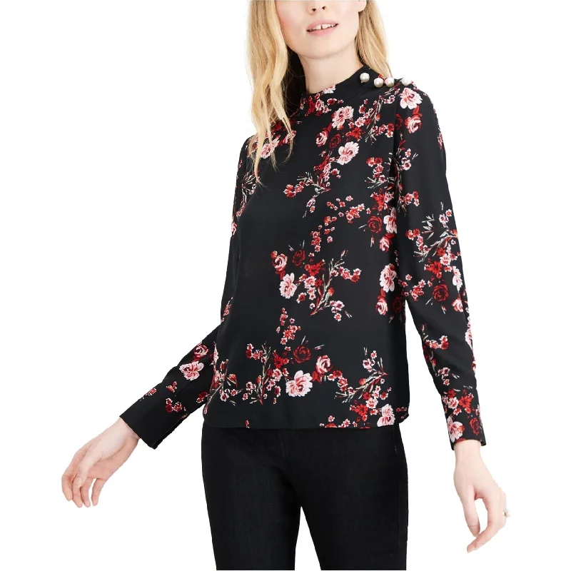 Maison Jules Womens Floral Pullover Blouse Compression