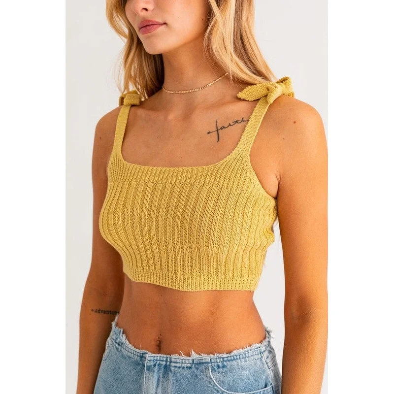 Shoulder Tie Knit Tank Sustainable Organic