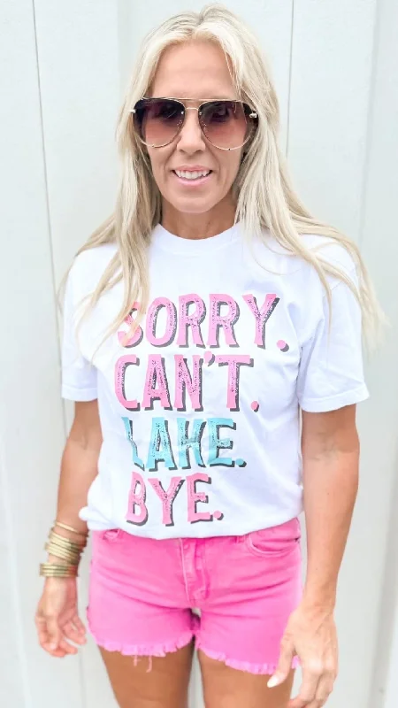 Sorry. Can't. Lake. Bye. Garment Dyed Graphic T-shirt Youthful Women's Anime - inspired