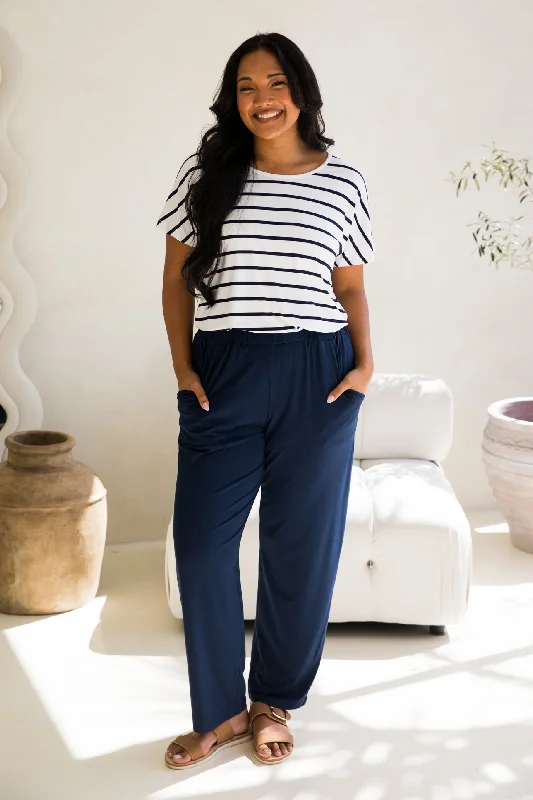 Destiny Top | Navy/White Stripe Minimalist Women's Casual