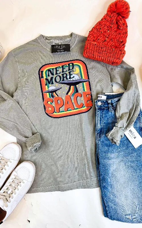 I Need More Space Garment Dyed Long Sleeve Graphic Top** Scandinavian