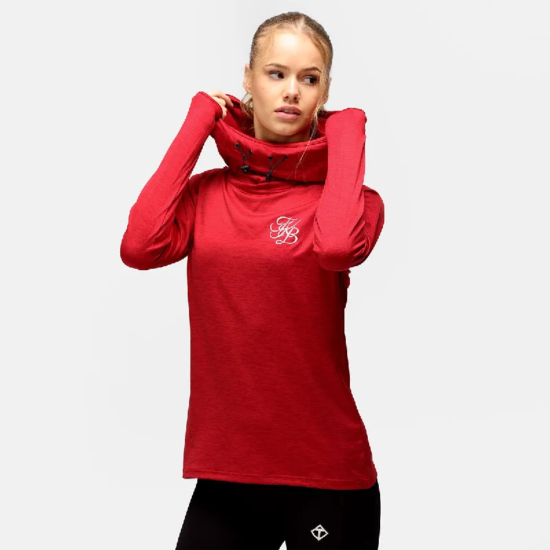 TKB Red Cowl Neck Hoodie Gym