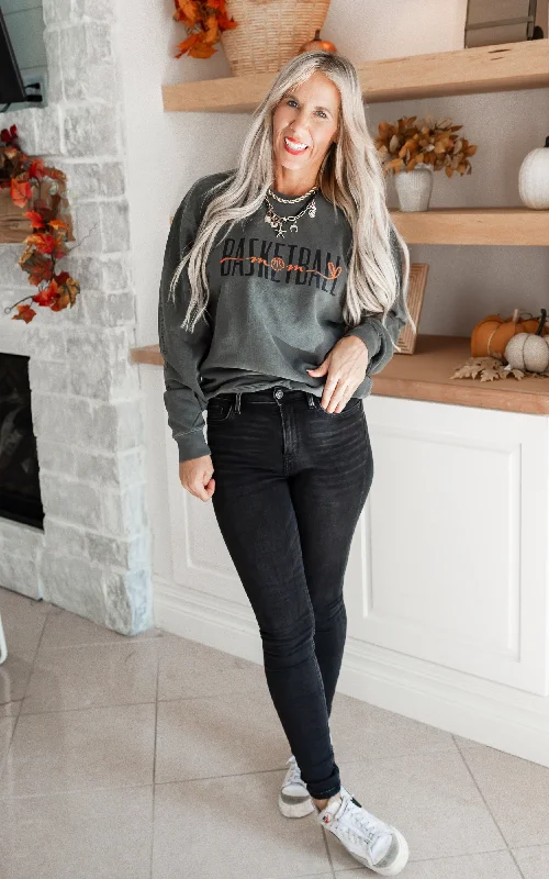 Basketball Moms Garment Dyed Sweatshirt | Comfort Colors Stylish Women's Tropical 