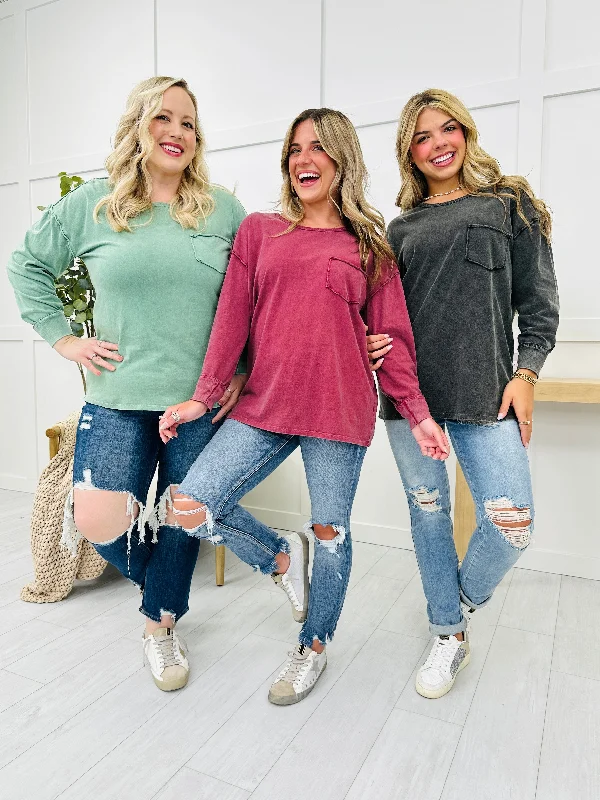 REG/CURVY MOCO Exclusive The Comfort Zone Pocket Long Sleeve Tee--Multiple Colors! Elegant Women's Formal 