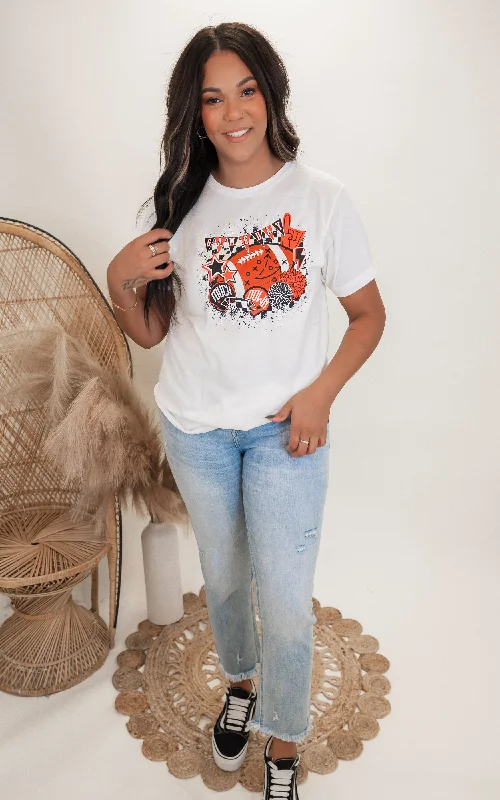 Black & Orange GameDay Graphic T-shirt Stylish Women's Neon
