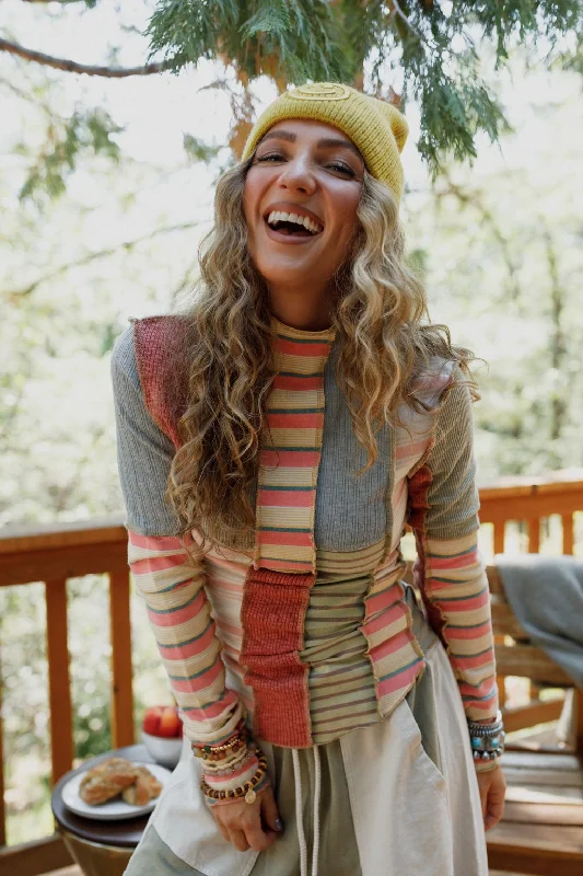 Eclectic Stripes Top - Pink Streetwear Style for 