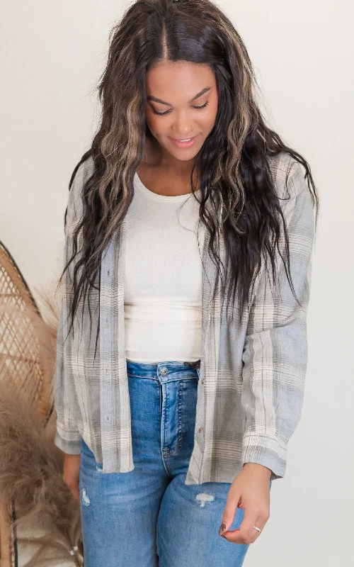Sage Oversized Flannel Shirt - Final Sale Refined Women's Classic 