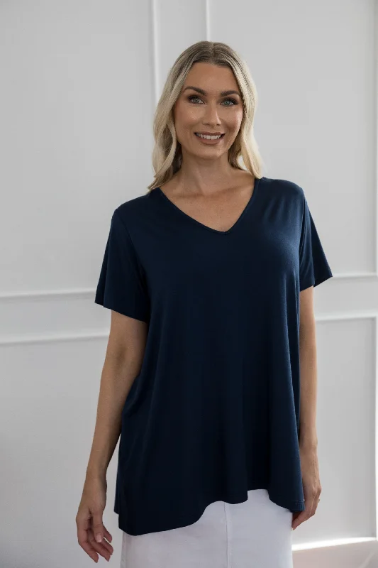 T-Shirt Top | Navy Casual Women's Japanese 