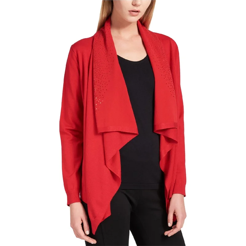 DKNY Womens Embellished Cardigan Sweater, Red, XS/S garde