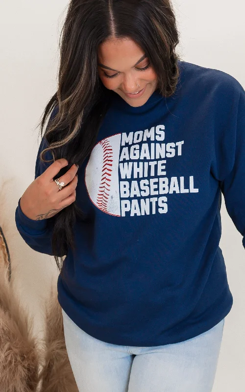 Moms Against White Baseball Pants Graphic Crewneck Sweatshirt Artistic Women's Avant - 