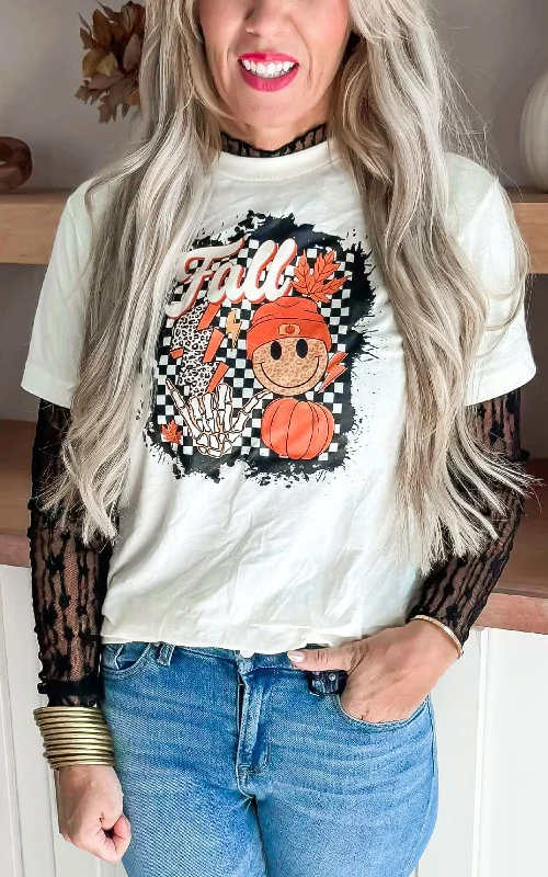Fall Smiley Graphic T-shirt - Final Sale Luxurious Women's High -  end