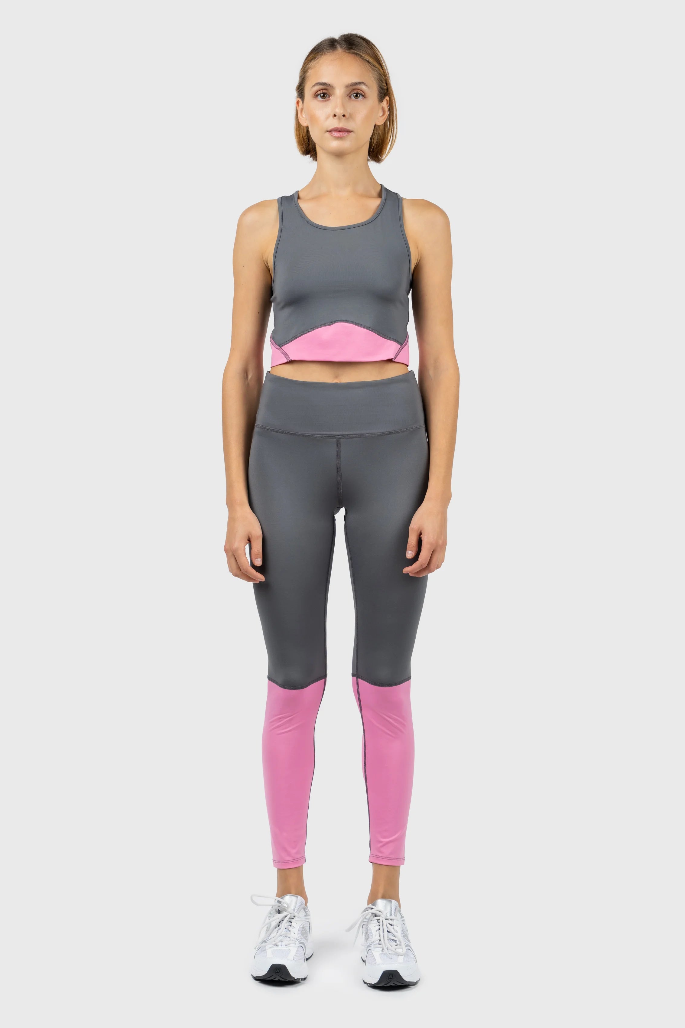 Grey and Pink Cropped Tank Disco