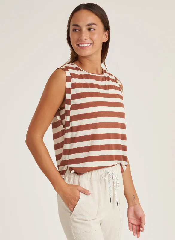 Striped Side Slit Muscle Tank Disco