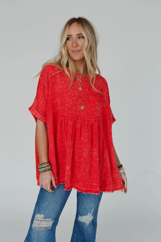 The Good Life Oversized Top - Red Monochromatic All - in - one