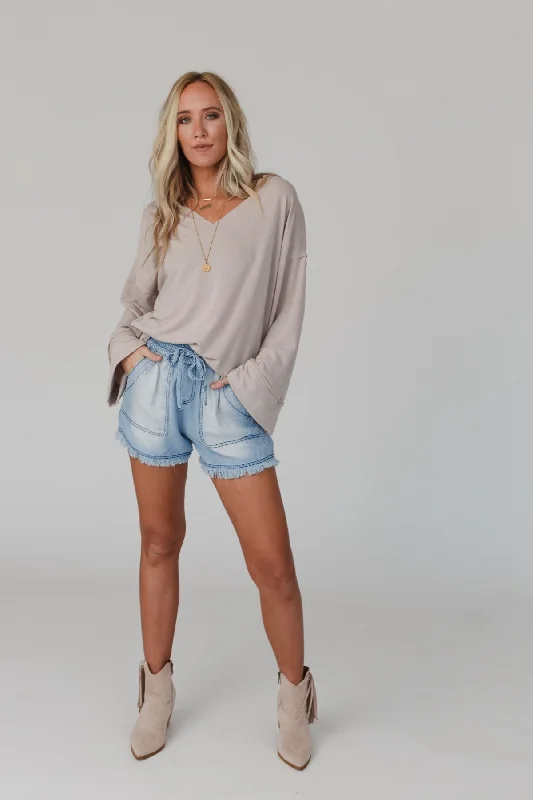 The Nest Love It V Neckline Sweater Top - Tan Bold Women's Statement