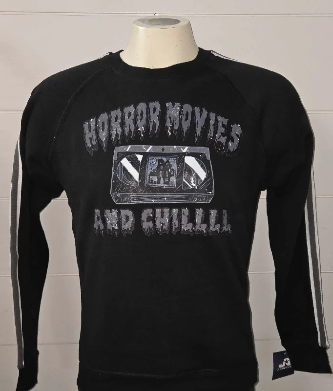 Horror Movies & Chill Fleece Graphic Sweatshirt - FINAL SALE Feminine Women's Style 