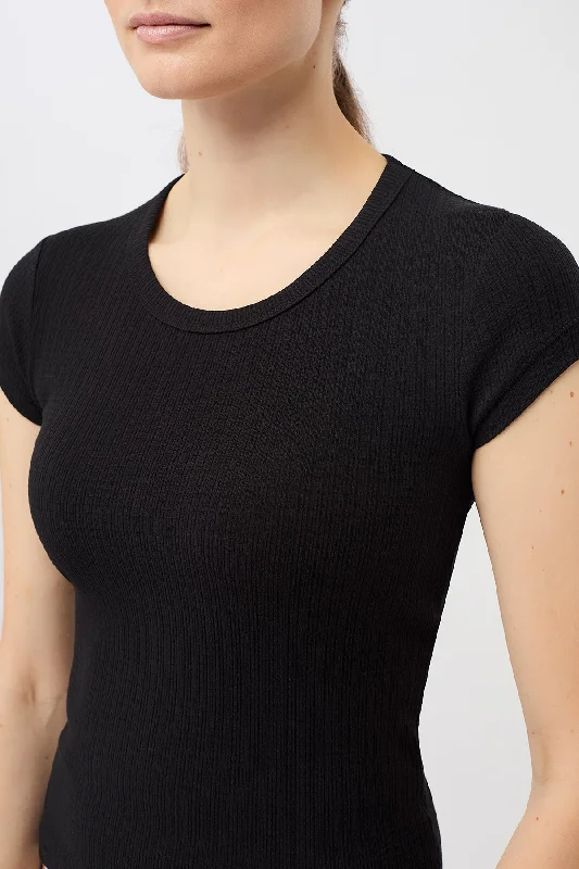 Piqué Roundneck (Black), GOTS Edgy Women's Punk