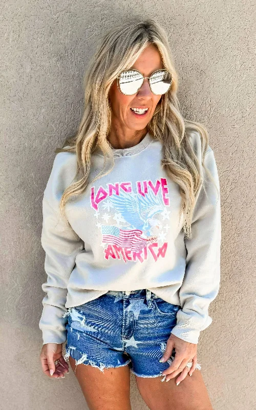 Long Live America Graphic Crewneck Sweatshirt European