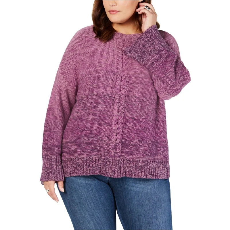Style & Co. Womens Marl Braid Pullover Sweater, Purple, 0X Refined Women's Hand - crafted