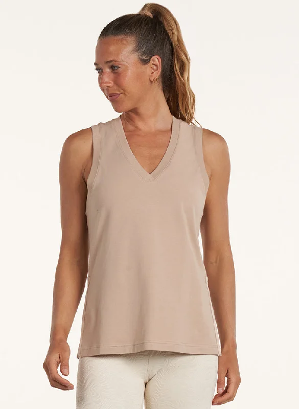 Long Line Slit Tank Stylish Women's Tropical 
