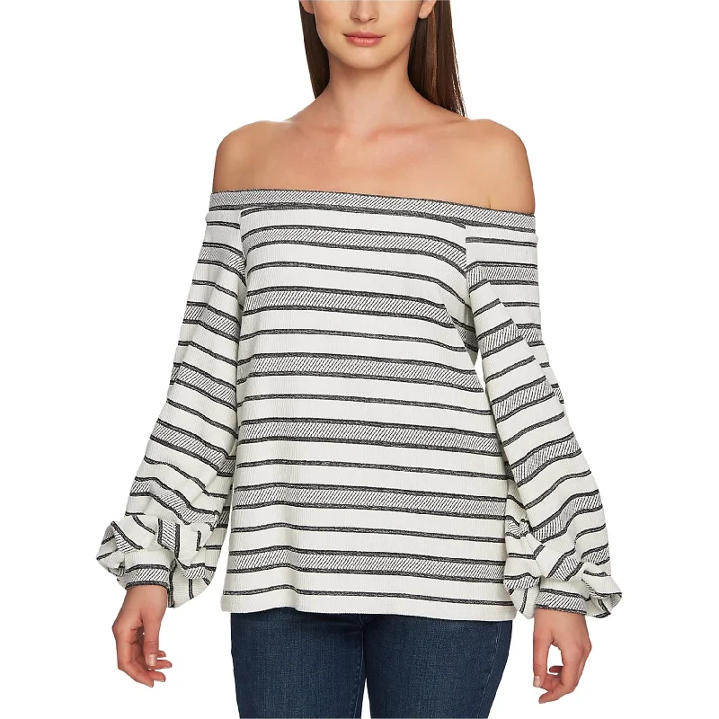 1.STATE Womens Ruched Sleeve Off the Shoulder Blouse, White, X-Small Artistic Women's Hand - painted