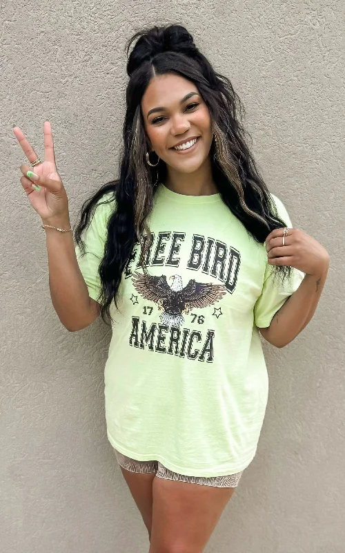 Lime Free Bird Garment Dyed Graphic T-shirt Cool Women's Skate