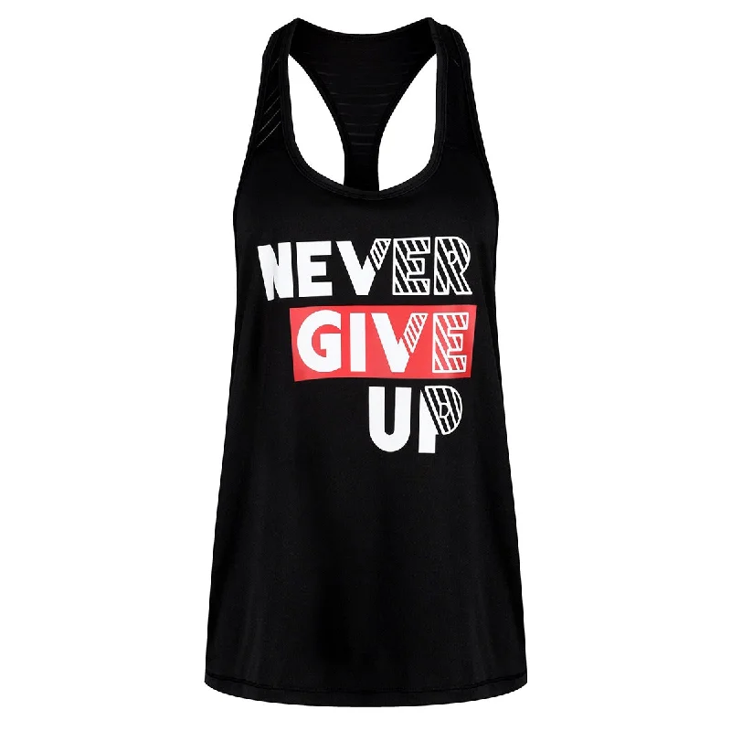 'Never Give Up' Mesh Racerback Vest Casual Women's Loose - fitting