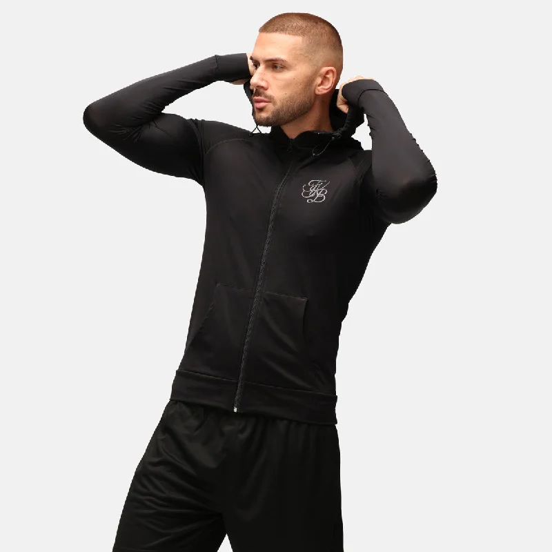 TKB Man Jet Black Zipped Hoodie Refined Women's Hand - crafted