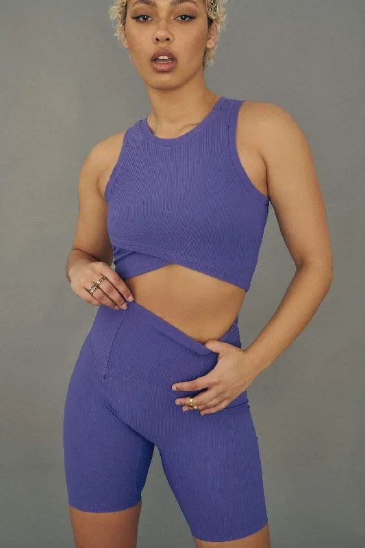 Stretch It Out Ribbed Crop - Violet Dusk Hip Women's Retro