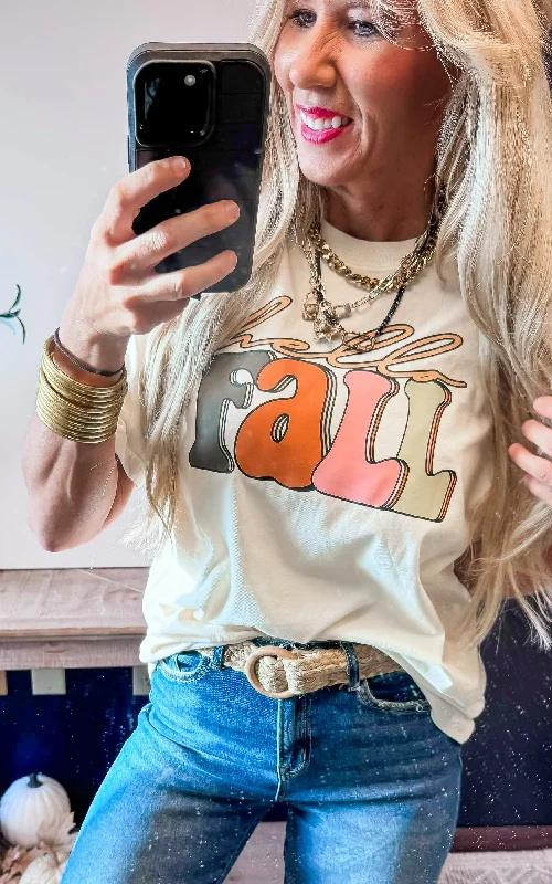 Hello Fall Garment Dyed Graphic T-shirt - Final Sale Cozy Women's Winter