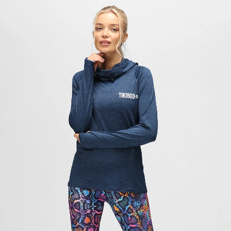 Navy Cowl Neck Hoodie Contemporary 