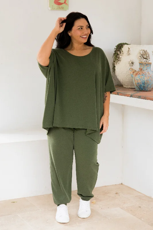 Nice Lounge Top | Moss Green Dynamic Women's Moto