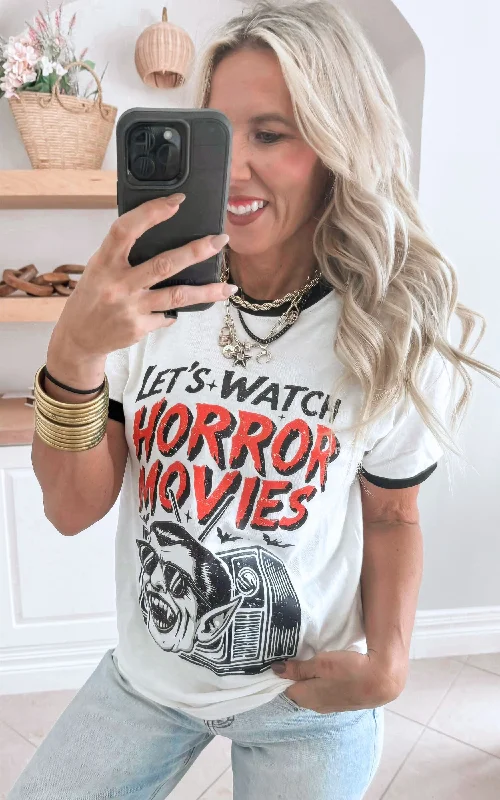 Let's Watch Horror Movies Ringer Graphic T-shirt - FINAL SALE Modern Women's Tech